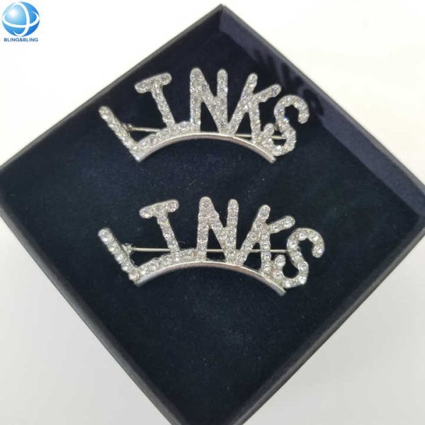 Clear and Green Rhinestone LINKS Brooch Silver Plated Alloy Sorority Pins for the Links Incorporated Inspired Black Women