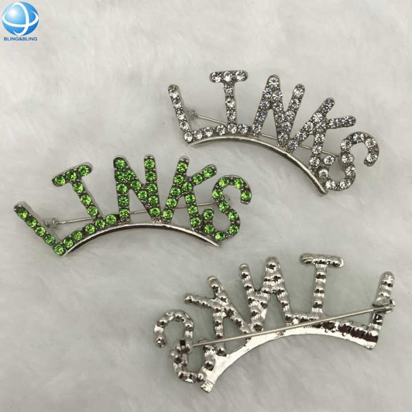 Clear and Green Rhinestone LINKS Brooch Silver Plated Alloy Sorority Pins for the Links Incorporated Inspired Black Women