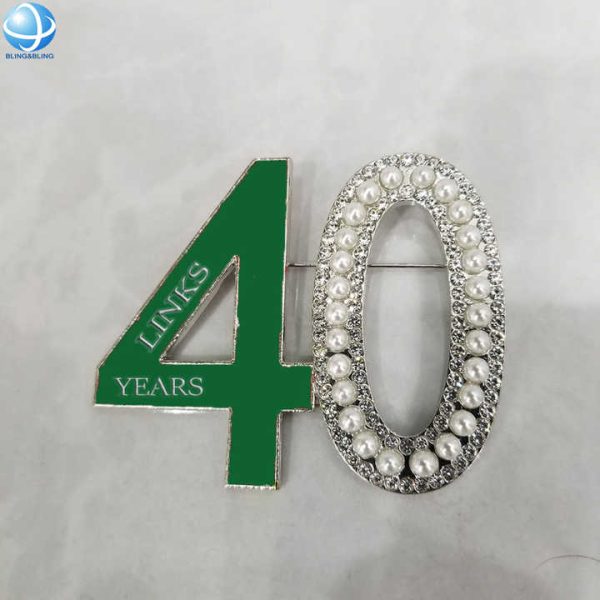 Clear and Green Rhinestone LINKS Brooch Silver Plated Alloy Sorority Pins for the Links Incorporated Inspired Black Women