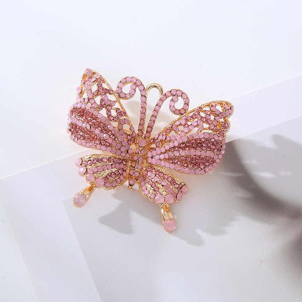 Luxury Elegant Sweet Style Pink Blue Butterfly Fashion Brooch Pins Rhinestone Designer Inspired Brooches