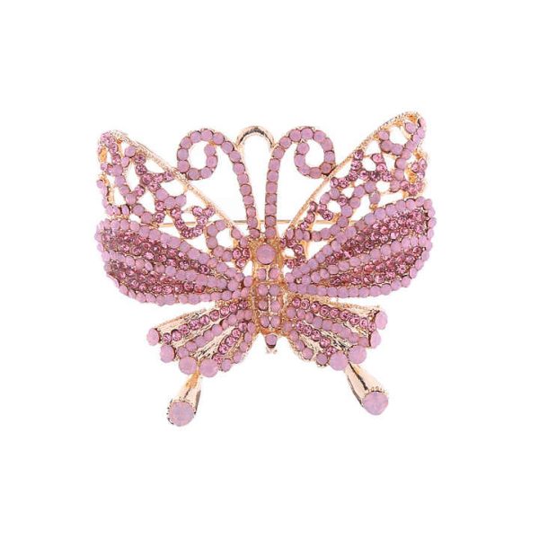 Luxury Elegant Sweet Style Pink Blue Butterfly Fashion Brooch Pins Rhinestone Designer Inspired Brooches