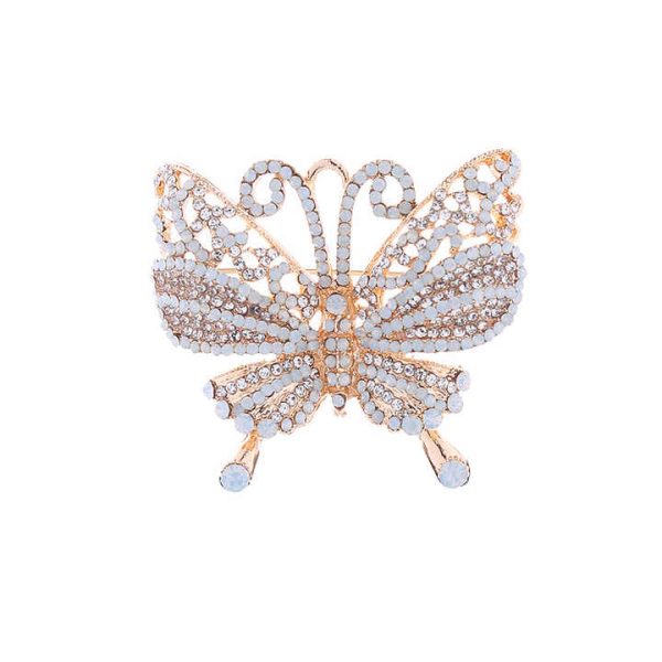 Luxury Elegant Sweet Style Pink Blue Butterfly Fashion Brooch Pins Rhinestone Designer Inspired Brooches