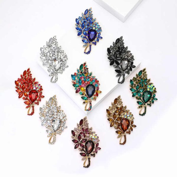 Luxury Full Rhinestone Alloy Brooch Pin Large Vintage Exquisite Brooch for Children and Unisex for Wedding Bridal