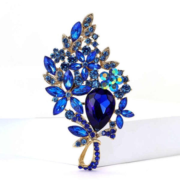 Luxury Full Rhinestone Alloy Brooch Pin Large Vintage Exquisite Brooch for Children and Unisex for Wedding Bridal