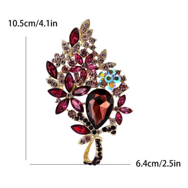Luxury Full Rhinestone Alloy Brooch Pin Large Vintage Exquisite Brooch for Children and Unisex for Wedding Bridal
