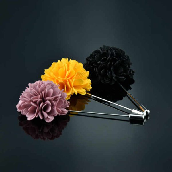 Men's Floral Lapel Pin Brooches for Suits Long Needle Fabric Flower Pins for Wedding Fashion Jewelry & Clothing Accessories