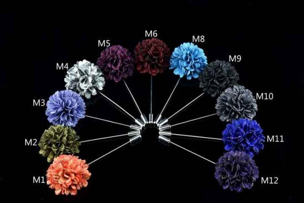 Men's Floral Lapel Pin Brooches for Suits Long Needle Fabric Flower Pins for Wedding Fashion Jewelry & Clothing Accessories