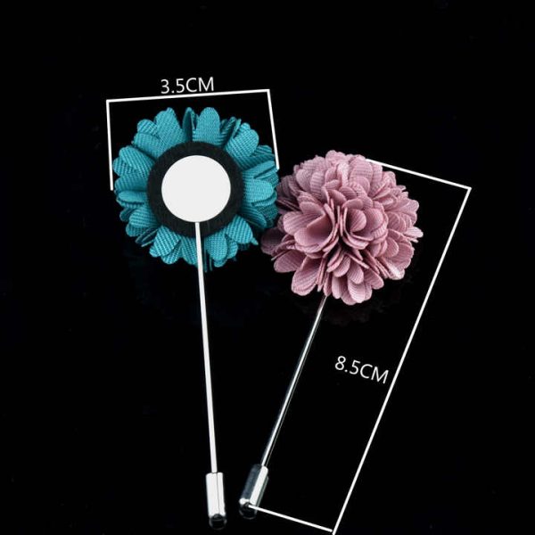Men's Floral Lapel Pin Brooches for Suits Long Needle Fabric Flower Pins for Wedding Fashion Jewelry & Clothing Accessories