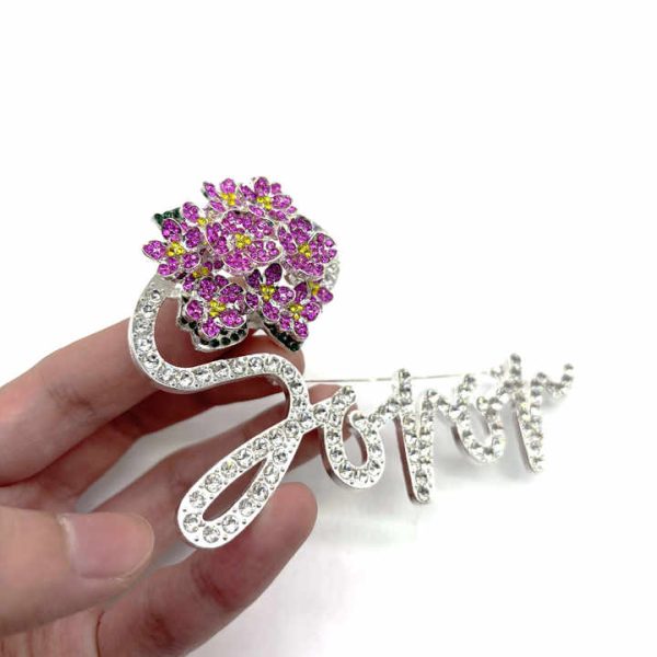 Custom Greek Jewelry Sorority and Fraternity Rhinestone Flower Soror Brooch Pins for Women Clothes Accessories