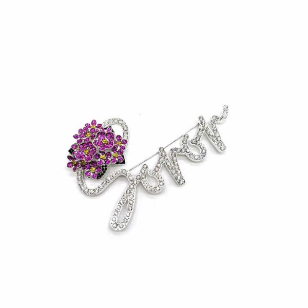 Custom Greek Jewelry Sorority and Fraternity Rhinestone Flower Soror Brooch Pins for Women Clothes Accessories