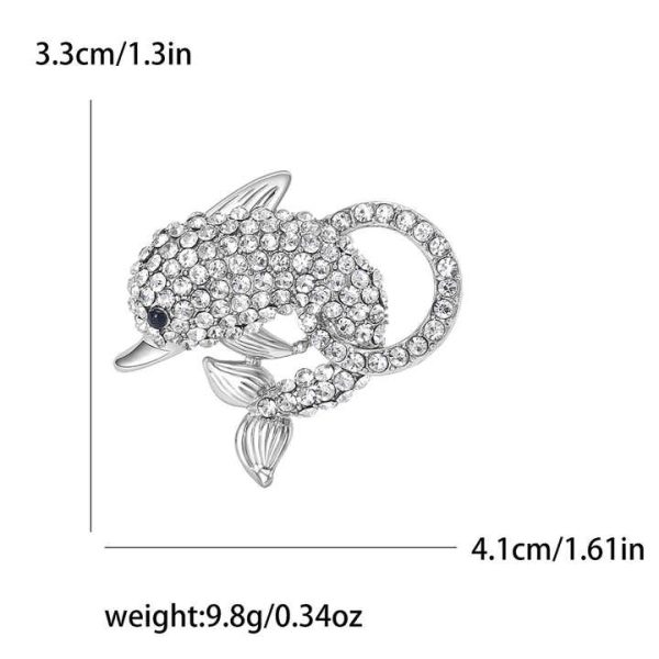 New Men and Women Fashion Cute Rhinestone Dolphin Brooch Stylish Accessories for Clothing
