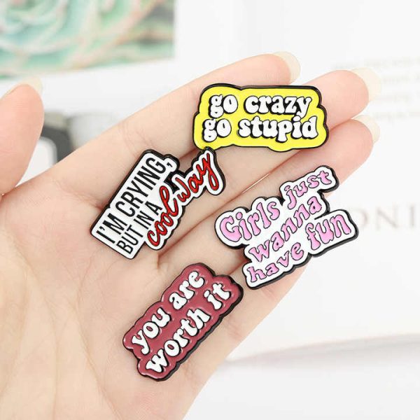 Girl Power Metal Pins Custom Feminism Brooches Soft Enamel Pins Wholesale Lapel Badges for Friends