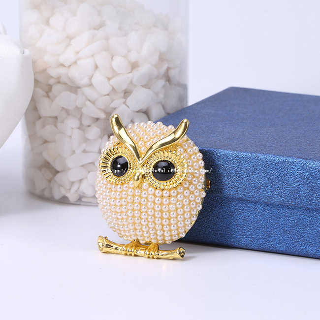 2025 High Quality Vintage Brooch Silver Plated ABS Pearl Owl Animal Women Brooches Pins