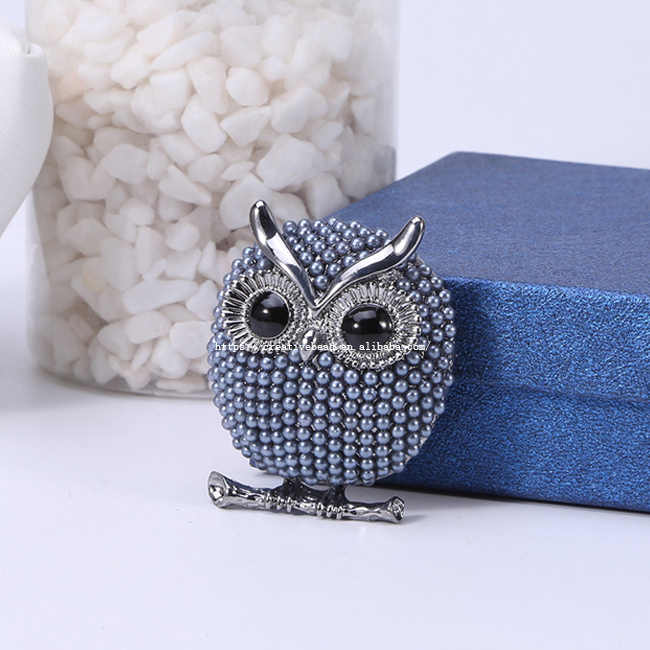 2025 High Quality Vintage Brooch Silver Plated ABS Pearl Owl Animal Women Brooches Pins