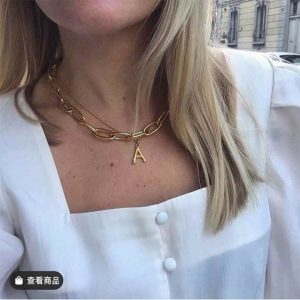 Women Jewelry 18K Gold Plated Chunky Chain Necklace Stainless Steel Necklace