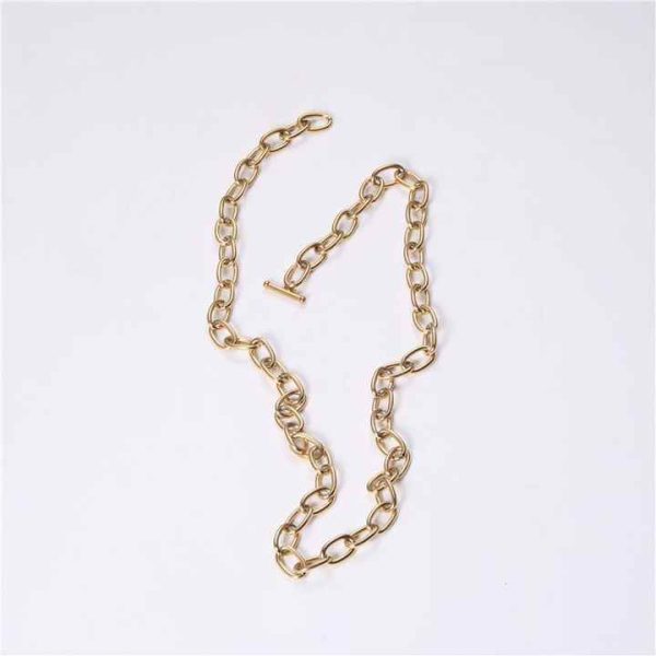 Women Jewelry 18K Gold Plated Chunky Chain Necklace Stainless Steel Necklace