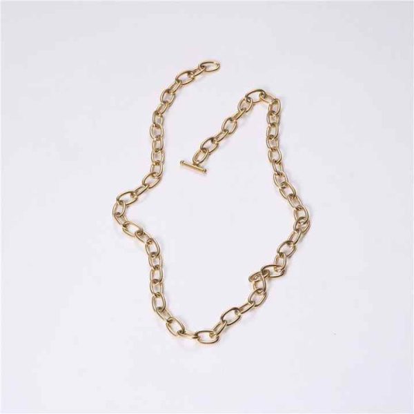 Women Jewelry 18K Gold Plated Chunky Chain Necklace Stainless Steel Necklace