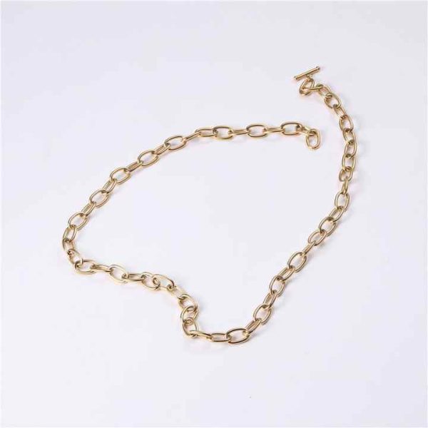 Women Jewelry 18K Gold Plated Chunky Chain Necklace Stainless Steel Necklace