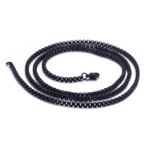 Fashion Jewelry Accessories Black Metal Rolo Chains Charm Necklaces Stainless Steel Hip Hop Link Chain Necklace for Men