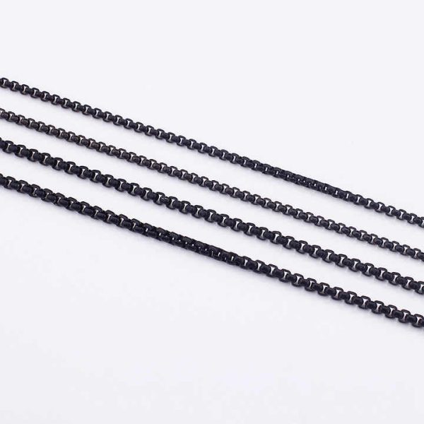 Fashion Jewelry Accessories Black Metal Rolo Chains Charm Necklaces Stainless Steel Hip Hop Link Chain Necklace for Men