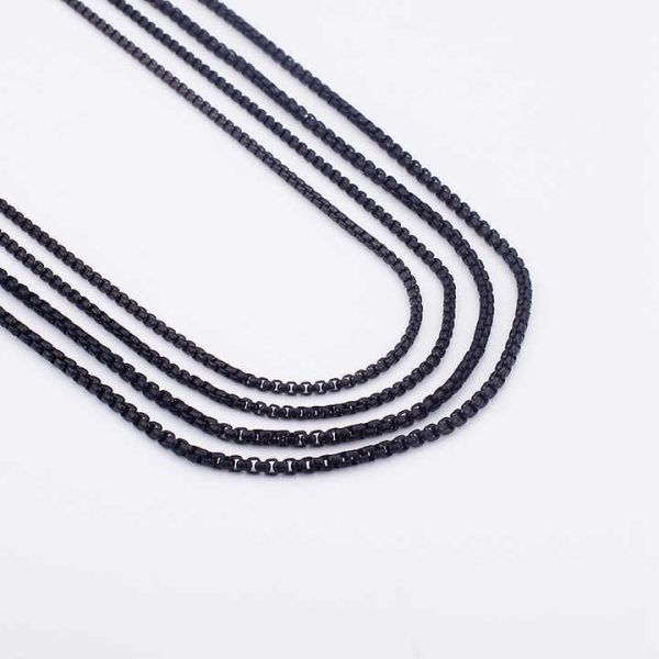 Fashion Jewelry Accessories Black Metal Rolo Chains Charm Necklaces Stainless Steel Hip Hop Link Chain Necklace for Men