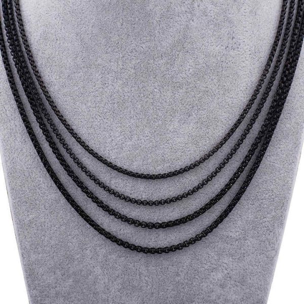 Fashion Jewelry Accessories Black Metal Rolo Chains Charm Necklaces Stainless Steel Hip Hop Link Chain Necklace for Men