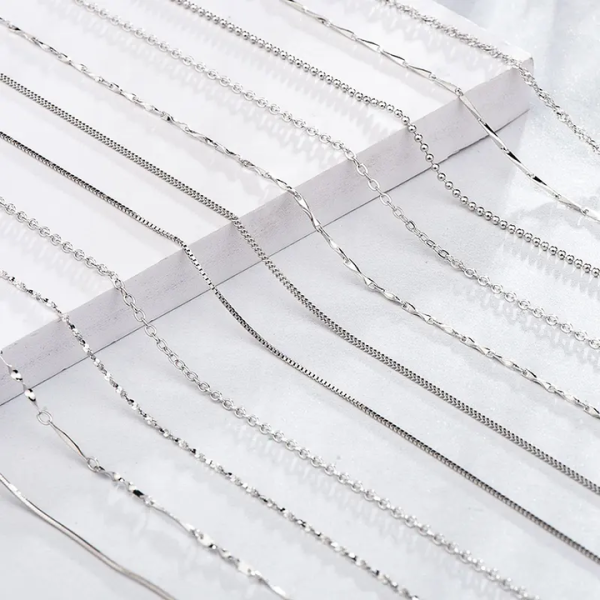 Custom Wholesale High Quality 925 Sterling Silver Chain Jewelry Making Thin Necklaces Women's Silver Chain Fashion Necklaces