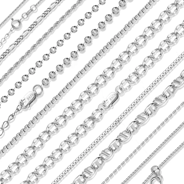 Custom Wholesale High Quality 925 Sterling Silver Chain Jewelry Making Thin Necklaces Women's Silver Chain Fashion Necklaces