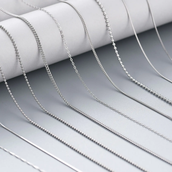 Custom Wholesale High Quality 925 Sterling Silver Chain Jewelry Making Thin Necklaces Women's Silver Chain Fashion Necklaces