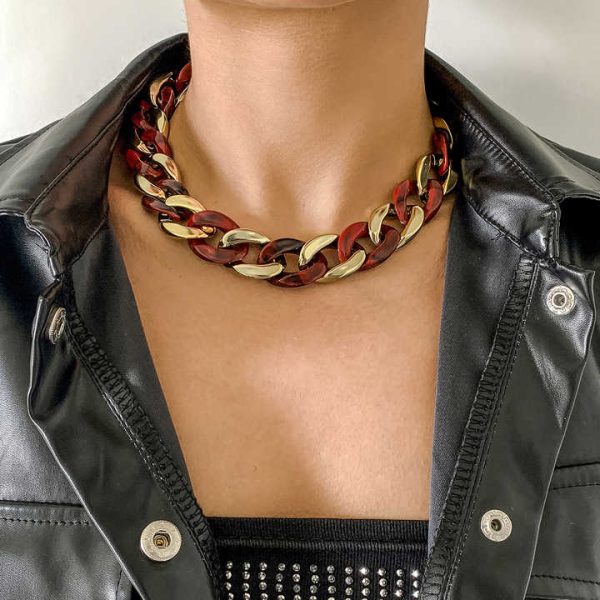 Handmade 2022 Fashion Hiphop Street Style Chunky Clavicle Choker Necklace Gold Plated Link Chain Necklaces