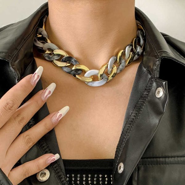 Handmade 2022 Fashion Hiphop Street Style Chunky Clavicle Choker Necklace Gold Plated Link Chain Necklaces