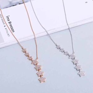 Trendy Brass Zircon Pendant Necklace for Women Geometric Link Chain Clavicle Jewelry