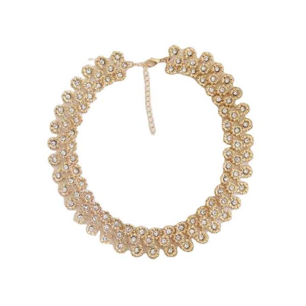 Fashion Choker Necklaces for Women Rhinestone Crystal Necklaces&Pendants Link Chain Statement Flower Collar