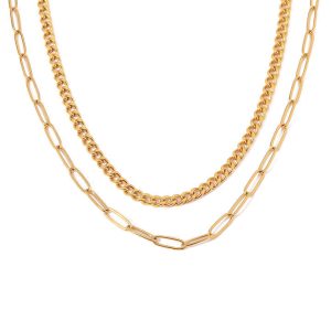 INS Fashion Chain Necklace High Quality Tarnish Free 18K Gold Plated Stainless Steel Choker Necklace Popular Layer Necklace