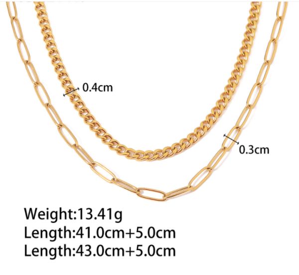 INS Fashion Chain Necklace High Quality Tarnish Free 18K Gold Plated Stainless Steel Choker Necklace Popular Layer Necklace