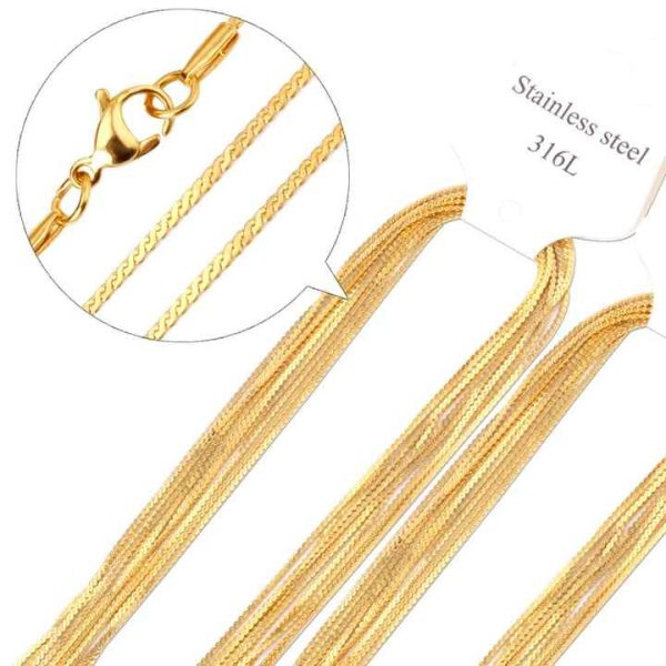 Fashion Chains Width 2mm Thin Wholesale High Quality Silver&Gold Plated Stainless Stain Necklace Chains for Women Unisex