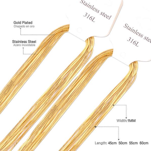 Fashion Chains Width 2mm Thin Wholesale High Quality Silver&Gold Plated Stainless Stain Necklace Chains for Women Unisex