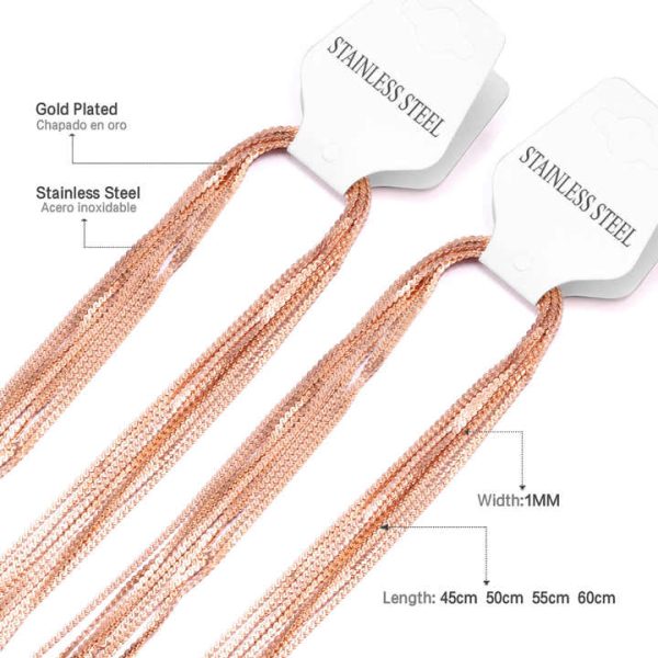 Fashion Chains Width 2mm Thin Wholesale High Quality Silver&Gold Plated Stainless Stain Necklace Chains for Women Unisex