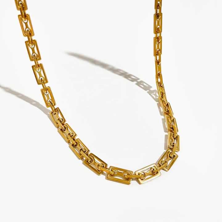 New Arrival 18K Gold Plated Waterproof Stainless Steel Chunky Chain Necklace for Women and Girls Jewelry Ladies