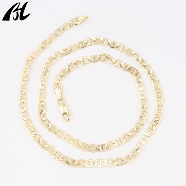 Oro Filled Italian Punk 14K 18K Gold-plated Necklace High Quality Clasp Necklace Brass Punk Gold Necklace