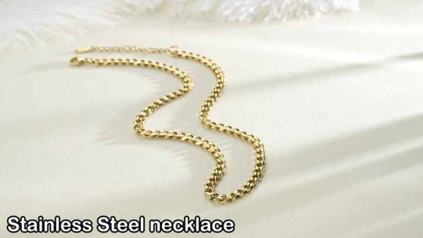 Classic Stainless Steel Thick Curb Chain Necklace Gold Plated for Women and Men
