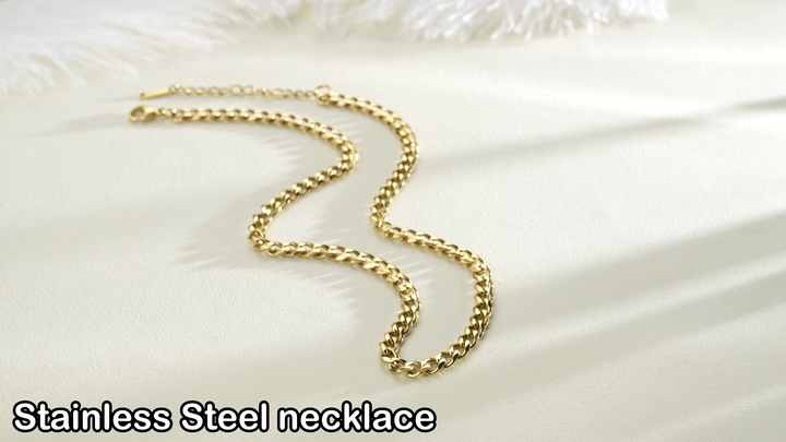 Classic Stainless Steel Thick Curb Chain Necklace Gold Plated for Women and Men
