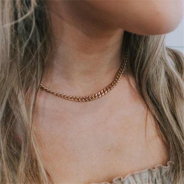 High Quality Women Thick Curb Chain Necklace Jewelry Silver for Men and Women Gold Plated
