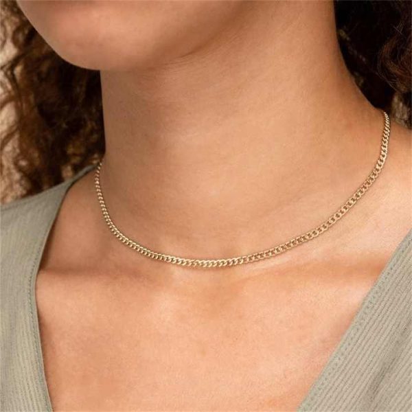 High Quality Women Thick Curb Chain Necklace Jewelry Silver for Men and Women Gold Plated