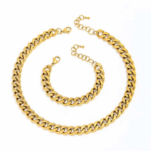18k PVD Gold Plated Chunky Cuban Chain Statement Stainless Steel Gold Necklace for Women