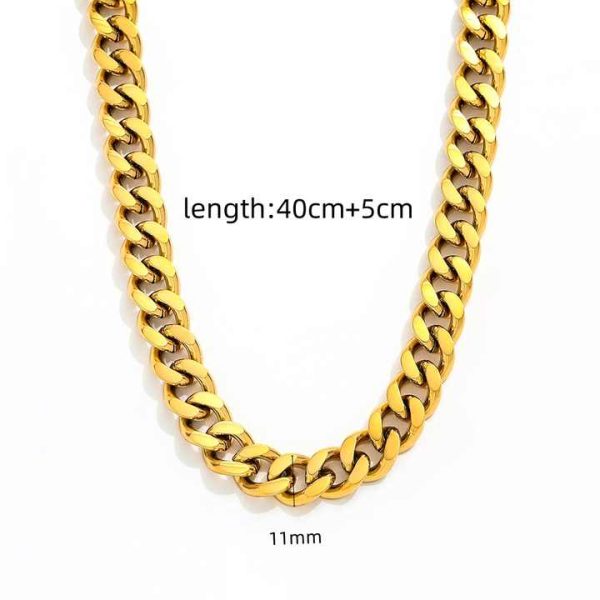18k PVD Gold Plated Chunky Cuban Chain Statement Stainless Steel Gold Necklace for Women