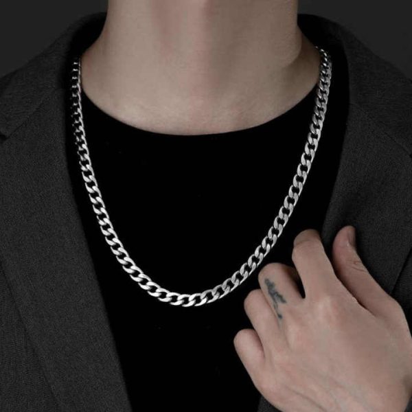 Fashion Hip Hop Silver 3.5mm/5mm/6mm/7mm/8mm/10mm Cuban Link Curb Miami Stainless Steel Chain Necklace Man