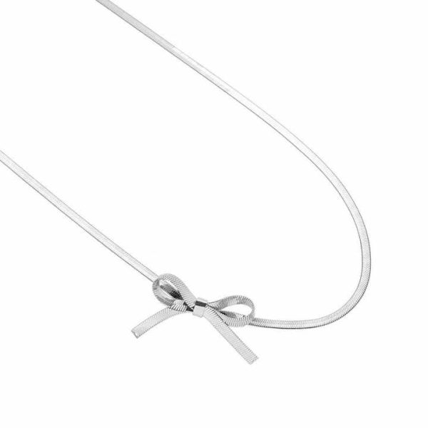 2024 Trends Women Stainless Steel Chain Necklace Fashion Bow Choker Necklace Wholesale for Girls