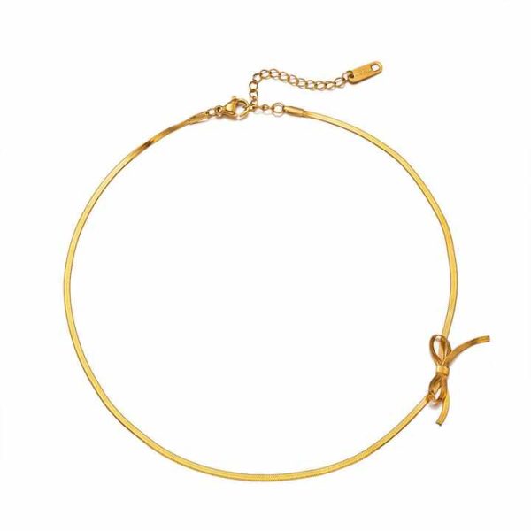 2024 Trends Women Stainless Steel Chain Necklace Fashion Bow Choker Necklace Wholesale for Girls