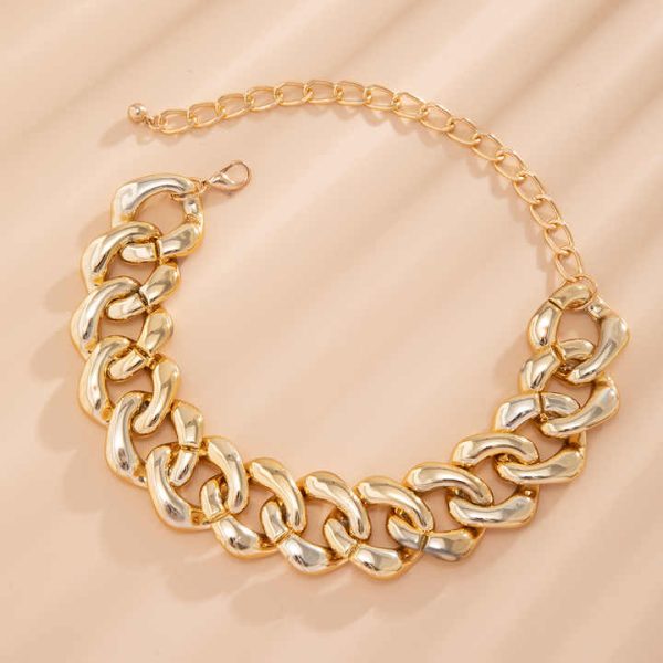 Fashion Punk Style Trendy Hip Hop Thick Chain Necklace Exaggerated Geometric Buckle Simple Necklace Jewelry for Women and Men
